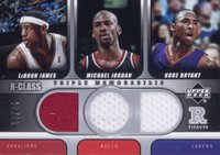 2004 Upper Deck R-Class R-Tifacts Triple Memorabilia #R3JJB LeBron James/Michael Jordan/Kobe Bryant Basketball Card