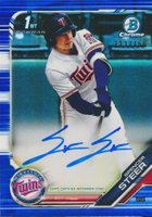 2019 Bowman Draft Chrome Draft Picks Autograph #CDASST Spencer Steer Blue Refractor Baseball Card