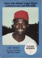 1968 Atlantic Oil Play Ball Game-Perforated # Lou Brock Game Rules Back Baseball Card