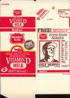 1986 Meadow Gold Milk Carton # Dale Murphy Pint Baseball Card