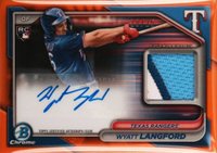 2024 Bowman Chrome Chrome Autograph Relics #WL Wyatt Langford Orange Refractor Baseball Card