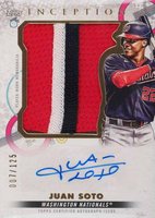 2022 Topps Inception Inception Autographed Patch #IAJPJS Juan Soto Jumbo Baseball Card