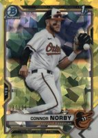 2021 Bowman Draft Chrome Sapphire Edition #BDC50 Connor Norby Yellow Baseball Card