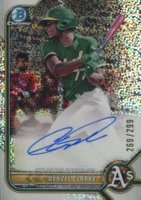 2022 Bowman Chrome Prospect Autographs #CPADC Denzel Clarke Speckle Refractor Baseball Card