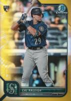 2022 Bowman Chrome #51 Cal Raleigh Yellow Refractor Baseball Card