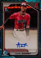 2024 Bowman Chrome Prospect Autographs #CPAAR Adriel Radney Reptilian Blue Refractor Baseball Card