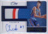 2022 Panini One and One Rookie Jumbo Jersey Autographs #RJJCHE Chet Holmgren Blue Basketball Card