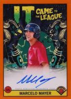 2022 Bowman Chrome It Came to the League Autographs #CFLMM Marcelo Mayer Orange Refractor Baseball Card