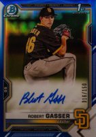 2021 Bowman Draft Chrome Draft Pick Autographs #CDARG Robert Gasser Blue Refractor Baseball Card