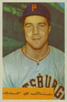 1954 Bowman #43b Bob Friend 20 Shutouts in Quiz Baseball Card