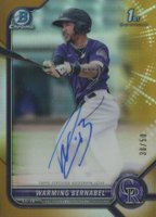 2022 Bowman Chrome Prospect Autographs #CPAWB Warming Bernabel Gold Refractor Baseball Card