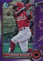 2022 Bowman Mega Box Chrome #179 Leonardo Balcazar Purple Refractor Baseball Card
