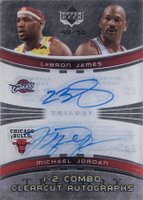 2005 Upper Deck Trilogy 1-2 Combo Clearcut Autographs #JJ LeBron James/Michael Jordan Basketball Card