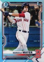 2021 Bowman Draft #BDC174 Marcelo Mayer Chrome-Sky Blue Refractor Baseball Card