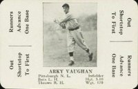 1936 S & S Game # Arky Vaughan Baseball Card
