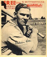 1934 Butterfinger # Mel Ott Baseball Card
