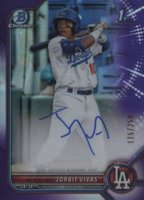 2022 Bowman Chrome Prospect Autographs #CPAJV Jorbit Vivas Purple Refractor Baseball Card
