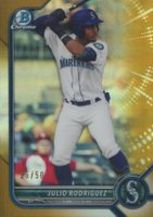2022 Bowman Chrome Prospects #BCP45 Julio Rodriguez Gold Refractor Baseball Card