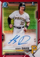 2021 Bowman Draft Chrome Draft Pick Autographs #CDAHD Henry Davis Red Refractor Baseball Card