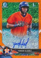 2018 Bowman Chrome Prospects Autographs #CPAYA Yordan Alvarez Orange Shimmer Baseball Card