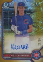 2022 Bowman Chrome Prospect Autographs #CPAAH Alexis Hernandez Gold Shimmer Refractor Baseball Card