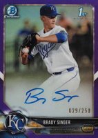 2018 Bowman Draft Chrome Draft Picks Autographs #CDABS Brady Singer Purple Refractor Baseball Card