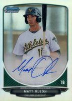 2013 Bowman Chrome Prospect Autograph #BCPMO Matt Olson Refractor Baseball Card