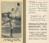 1916 Indianapolis Brewing #89 Harold Janvrin Baseball Card