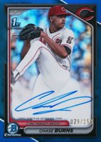2024 Bowman Draft Chrome Prospect Autographs #CPACB Chase Burns Blue Refractor Baseball Card