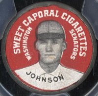 1909 Sweet Caporal Domino Discs # Walter Johnson Baseball Card