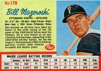 1962 Post Cereal #170 Bill Mazeroski Baseball Card