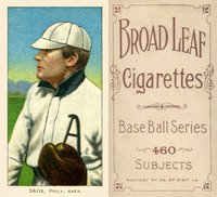 1909 White Borders Broadleaf 460 #121 Harry Davis Phila. Davis On Front Baseball Card