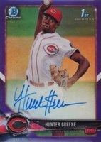 2018 Bowman Chrome Prospects Autographs #CPAHG Hunter Greene Purple Refractor Baseball Card