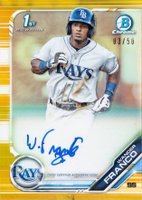 2019 Bowman Prospect Autographs Chrome #WF Wander Franco Gold Refractor Baseball Card