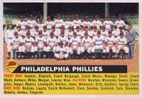 1956 Topps #72wL Philadelphia Phillies Team Left-White back Baseball Card