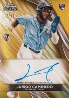 2024 Topps Chrome Black Autographs #JCA Junior Caminero Gold Refractor Baseball Card