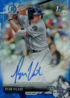 2017 Bowman Draft Chrome Draft Picks Autographs  #CDARV  Ryan Vilade Blue Wave Refractor Baseball Card