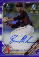 2019 Bowman Draft Chrome Draft Picks Autograph #CDABM Brennan Malone Purple Refractor Baseball Card