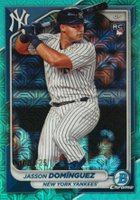 2024 Bowman Mega Box Chrome #17 Jasson Dominguez Aqua Refractor Baseball Card