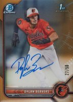 2022 Bowman Draft Chrome Draft Pick Autographs #CDADB Dylan Beavers Gold Refractor Baseball Card