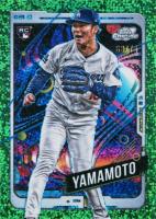 2024 Topps Chrome Cosmic #125 Yoshinobu Yamamoto Green Space Dust Refractor Baseball Card