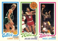 1996 Topps NBA Stars Reprints #22 Bird/Erving/Johnson 1980 Reprint Basketball Card