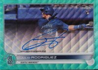 2022 Topps Chrome Rookie Autographs #RAJRO Julio Rodriguez Aqua Wave Refractor Baseball Card
