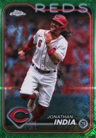 2024 Topps Chrome Logofractor Edition #185 Jonathan India Green Refractor Baseball Card