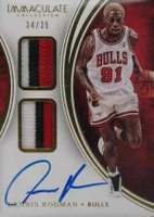 2015 Panini Immaculate Collection Dual Patch Autograph #DRO Dennis Rodman Basketball Card