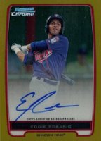 2012 Bowman Prospects #BCP9 Eddie Rosario Chrome-Gold Refractor-Autograph Baseball Card