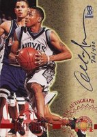 1996 Score Board Autographed Basketball # Allen Iverson Red Basketball Card