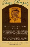 1999 Hall of Fame Autographs # Casey Stengel Yellow HOF Plaque Baseball Card