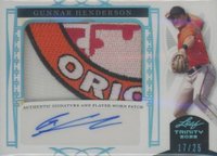 2022 Leaf Trinity Patch Autograph #PAGH1 Gunnar Henderson Platinum Spectrum Foil Baseball Card