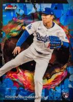 2024 Topps Finest #250 Yoshinobu Yamamoto Blue Refractor Baseball Card